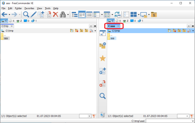 In the left pane, double-click on "..". The folder tab still says "aaa" instead of "tmp".