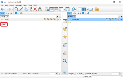 Right-click on "aaa" and select "Properties" from the context menu. Cancle the diaglog. *Repeat the procedure two times*!